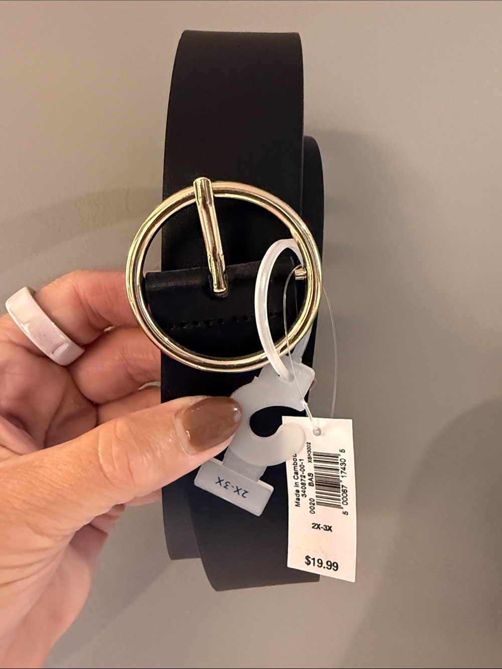Old Navy Black Belt with Gold Round Buckle